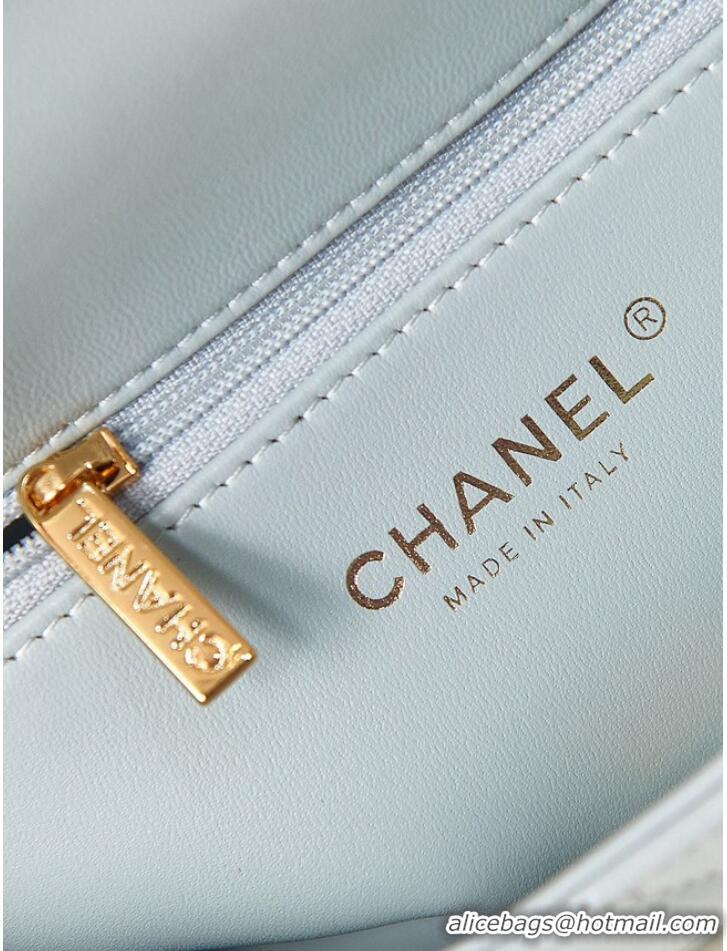 Buy Cheapest Chanel MINI FLAP BAG WITH TOP HANDLE AS4023 light blue