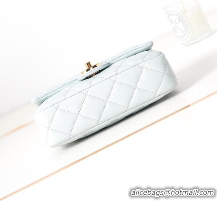 Buy Cheapest Chanel MINI FLAP BAG WITH TOP HANDLE AS4023 light blue