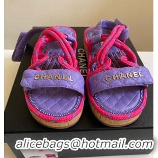 ​Promotional Chanel Cord Flat Sandals G34602 Pink Purple