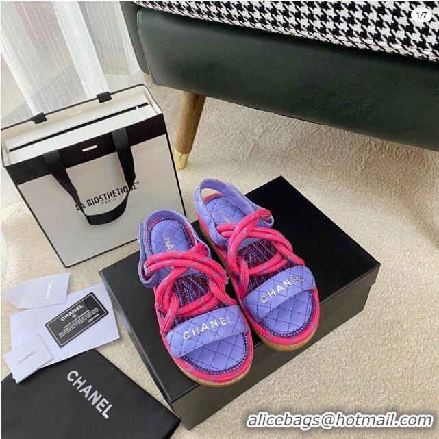 ​Promotional Chanel Cord Flat Sandals G34602 Pink Purple