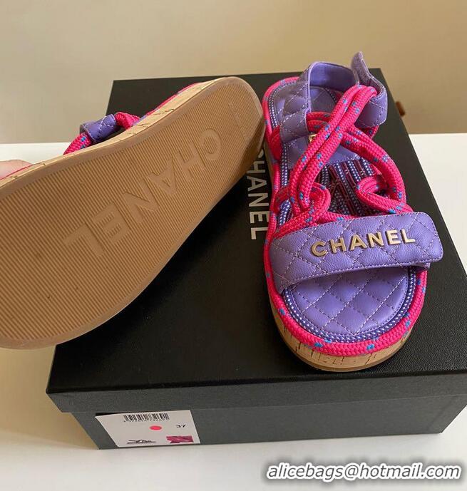 ​Promotional Chanel Cord Flat Sandals G34602 Pink Purple