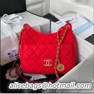 Pretty Style Chanel Wool Jersey Medium Hobo Bag AS3690 Red 2023