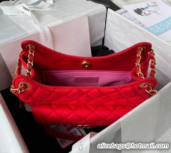 Pretty Style Chanel Wool Jersey Medium Hobo Bag AS3690 Red 2023