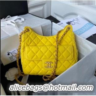 Well Crafted Chanel Wool Jersey Medium Hobo Bag AS3690 Yellow 2023