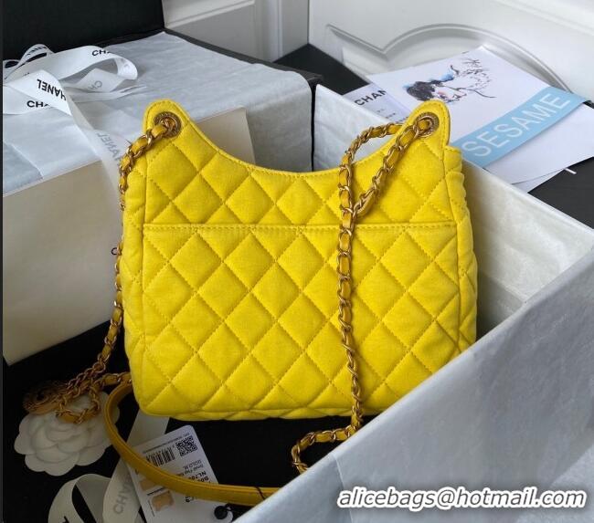 Well Crafted Chanel Wool Jersey Medium Hobo Bag AS3690 Yellow 2023