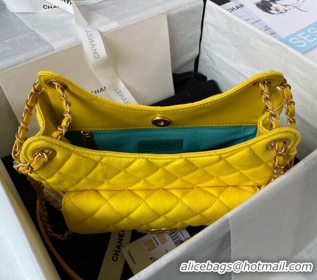 Well Crafted Chanel Wool Jersey Medium Hobo Bag AS3690 Yellow 2023