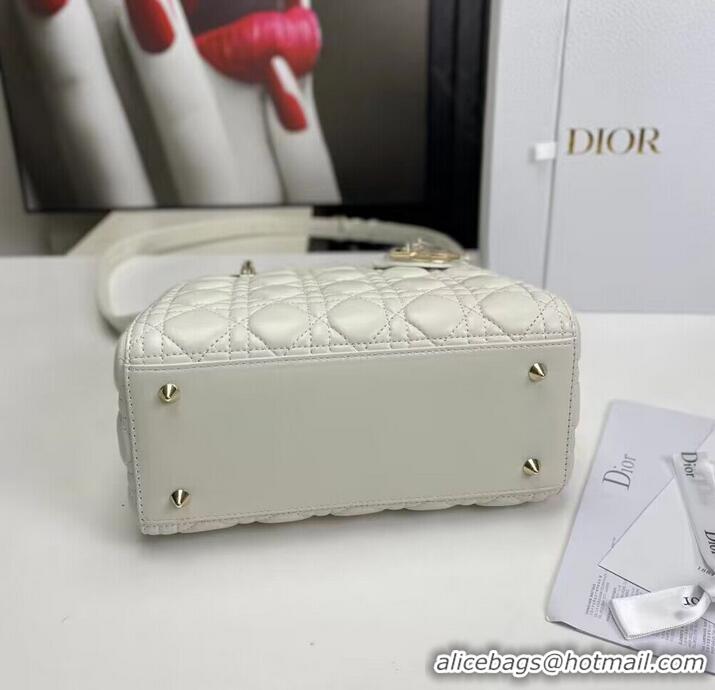 Unique Grade MEDIUM LADY DIOR BAG Cannage Lambskin M0565E off white&gold