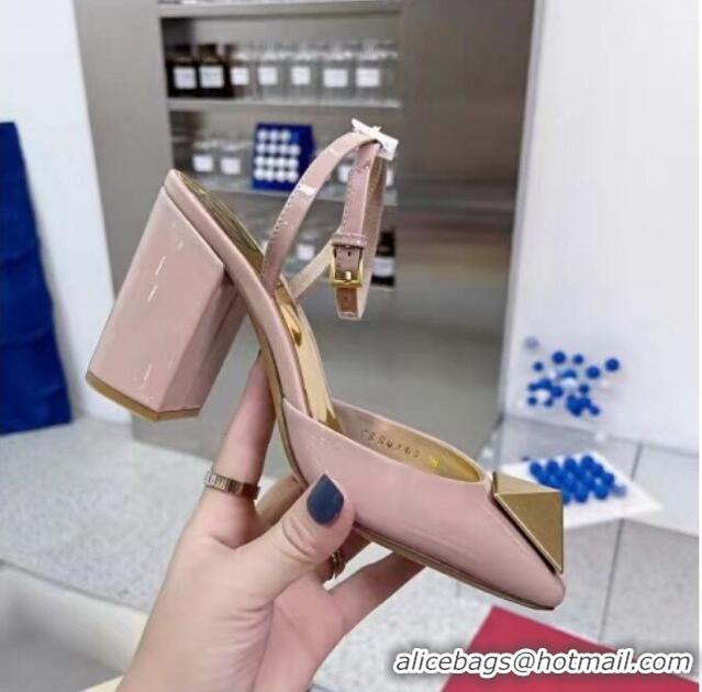 Popular Style Valentino One Stud Pumps in Patent Leather 9cm Nude 331007