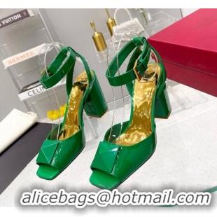 Low Price Valentino One Stud Sandals in Patent Leather 9cm Green 331016