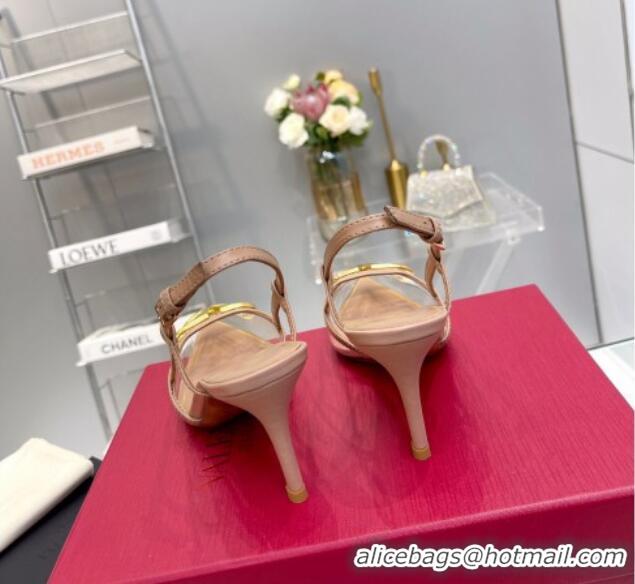 Unique Style Valentino VLogo Slingback Pumps 7.5cm in PVC and Nude Leather 403011