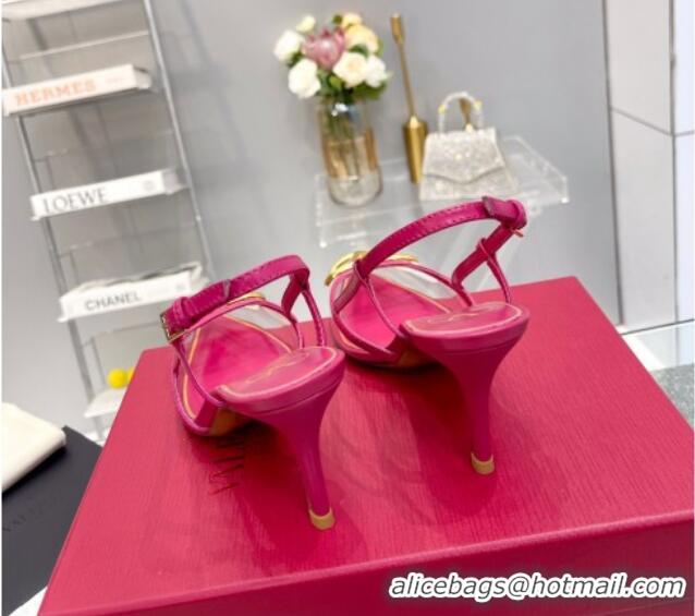 Stylish Valentino VLogo Slingback Pumps 7.5cm in PVC and Dark Pink Leather 403013