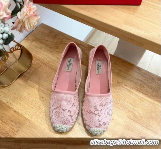 1:1 aaaaa Valentino Lace Wedge Espadrilles 9cm Pink 403015