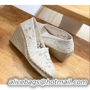 Stylish Valentino Lace Wedge Espadrilles 9cm White 403018