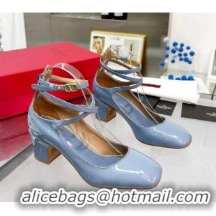 Hot Style Valentino Tan-Go Patent Leather Pumps 6cm Blue 403029