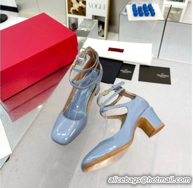 Hot Style Valentino Tan-Go Patent Leather Pumps 6cm Blue 403029