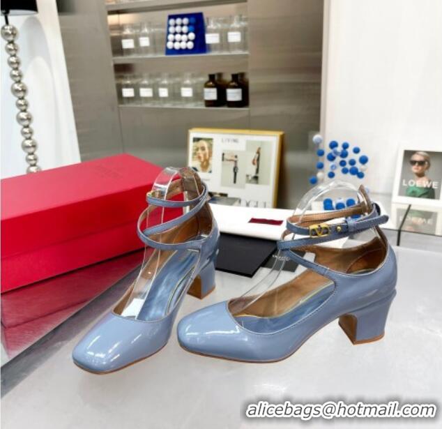 Hot Style Valentino Tan-Go Patent Leather Pumps 6cm Blue 403029