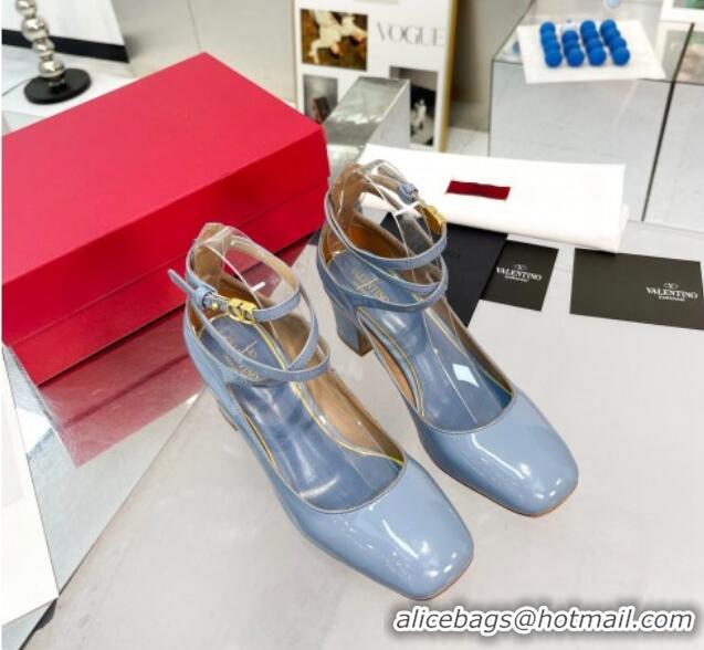 Hot Style Valentino Tan-Go Patent Leather Pumps 6cm Blue 403029