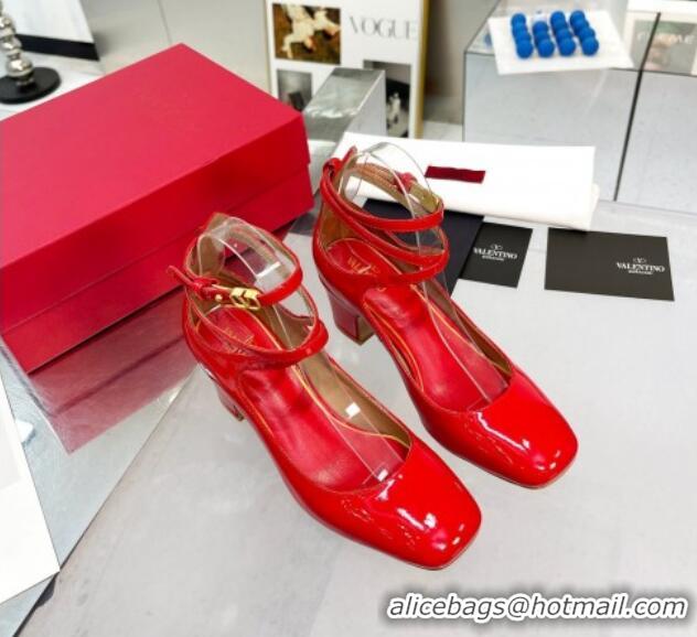 Shop Duplicate Valentino Tan-Go Patent Leather Pumps 6cm Red 403031