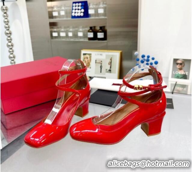 Shop Duplicate Valentino Tan-Go Patent Leather Pumps 6cm Red 403031