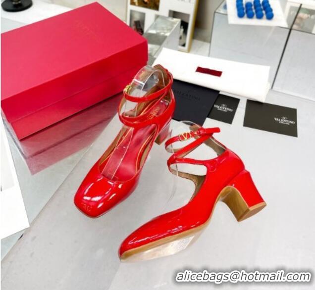 Shop Duplicate Valentino Tan-Go Patent Leather Pumps 6cm Red 403031