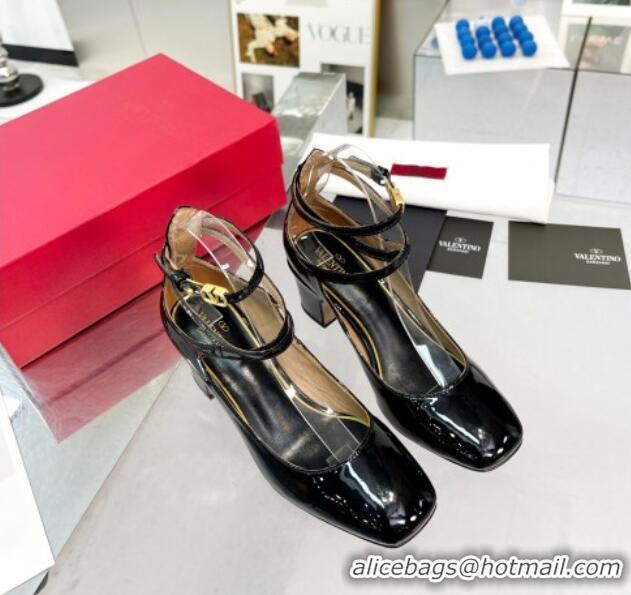 Popular Style Valentino Tan-Go Patent Leather Pumps 6cm Black 403032