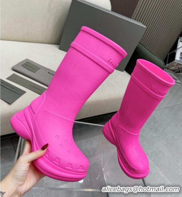 Luxury Balenciaga Crocs Rubber Rain Boots Pink 103101