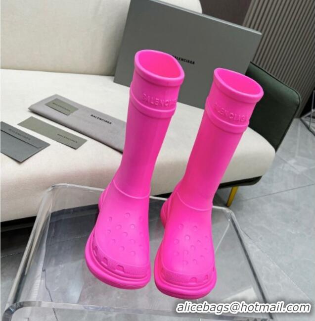 Luxury Balenciaga Crocs Rubber Rain Boots Pink 103101