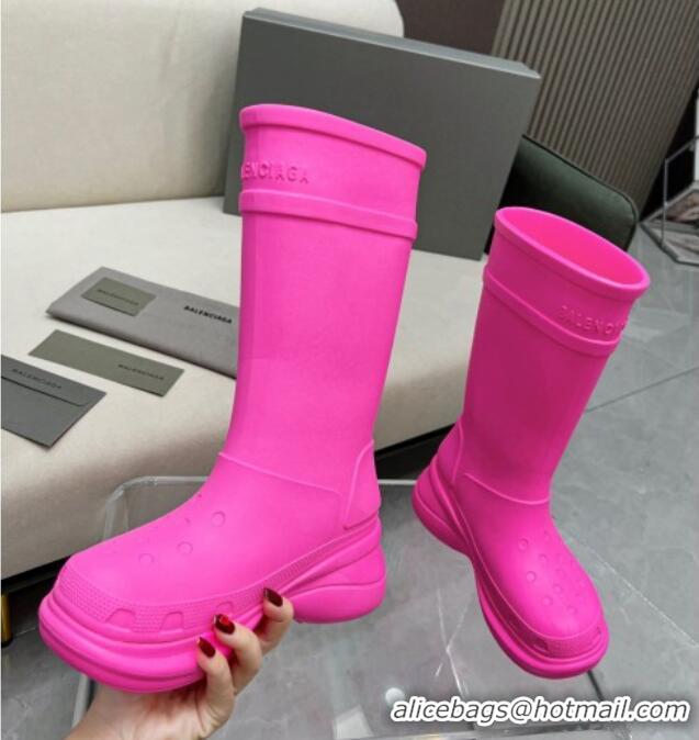 Luxury Balenciaga Crocs Rubber Rain Boots Pink 103101