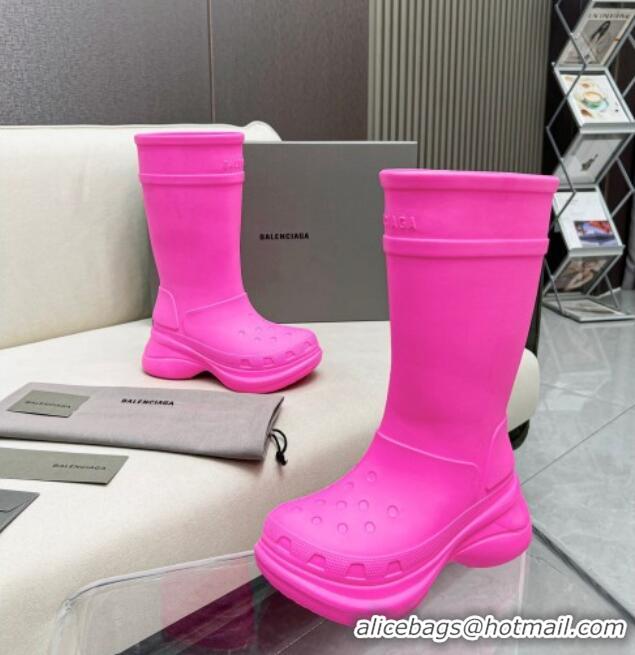 Luxury Balenciaga Crocs Rubber Rain Boots Pink 103101