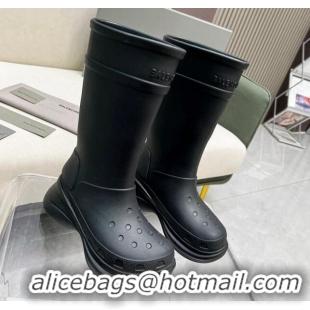 Top Grade Balenciaga Crocs Rubber Rain Boots Black 103102