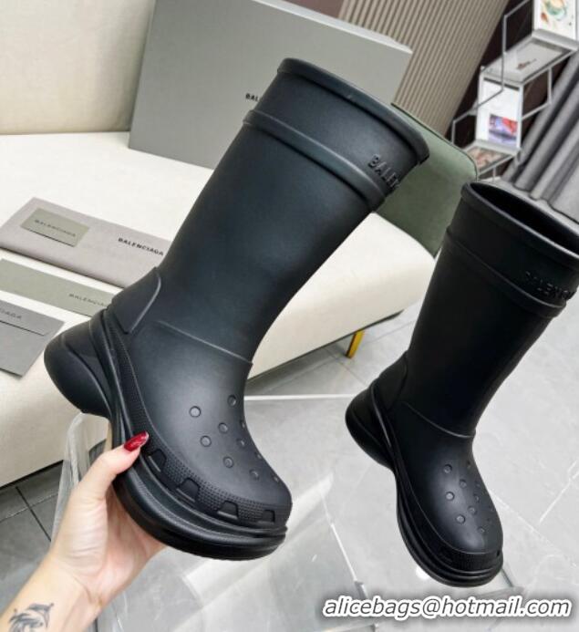 Top Grade Balenciaga Crocs Rubber Rain Boots Black 103102