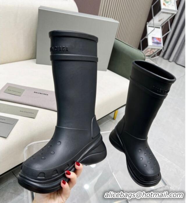 Top Grade Balenciaga Crocs Rubber Rain Boots Black 103102