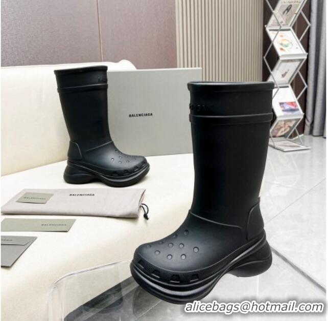 Top Grade Balenciaga Crocs Rubber Rain Boots Black 103102