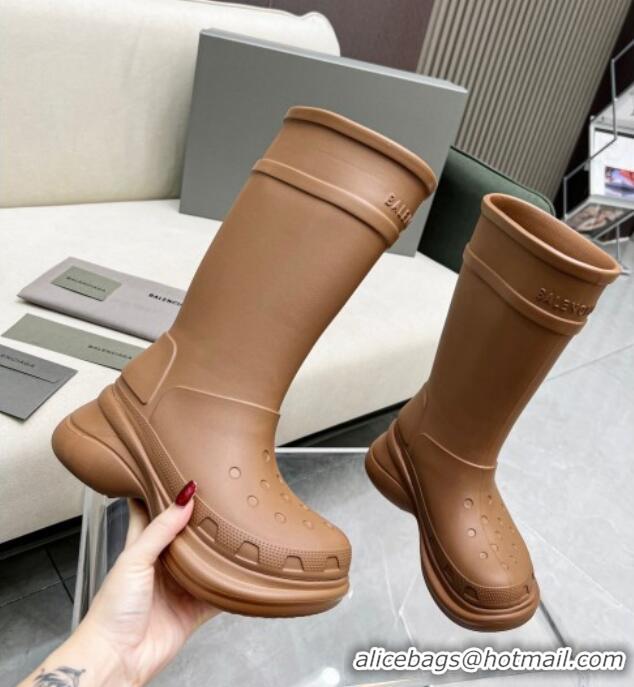 Low Price Balenciaga Crocs Rubber Rain Boots Brown 2103105