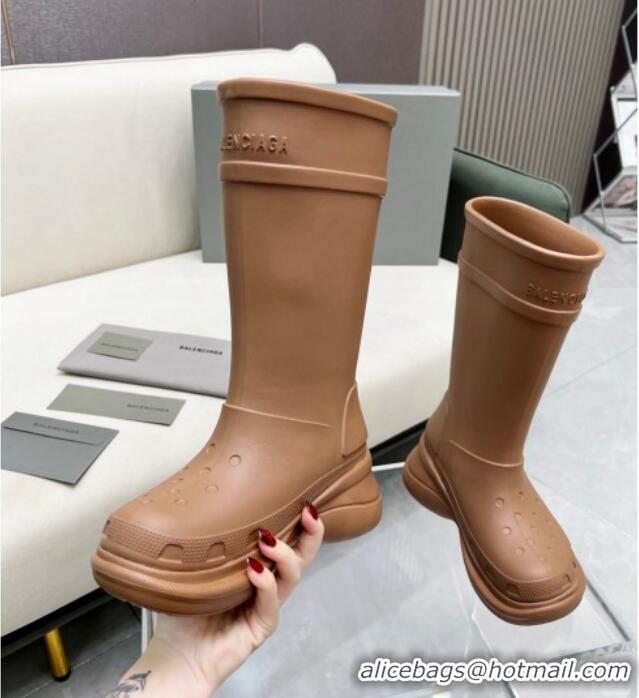 Low Price Balenciaga Crocs Rubber Rain Boots Brown 2103105