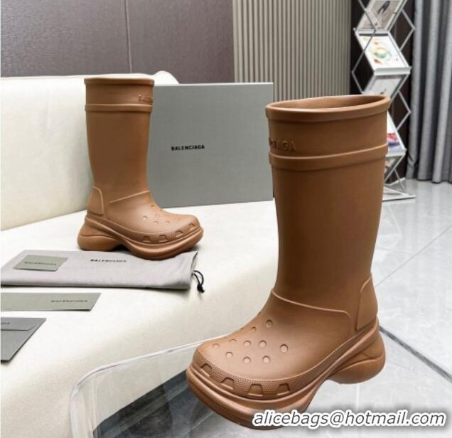 Low Price Balenciaga Crocs Rubber Rain Boots Brown 2103105