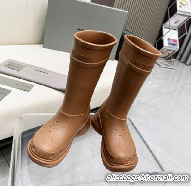 Low Price Balenciaga Crocs Rubber Rain Boots Brown 2103105