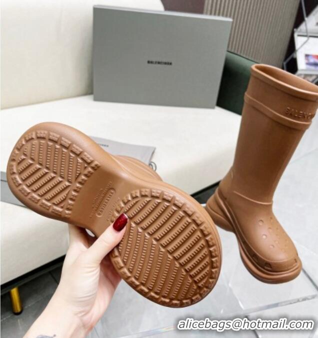 Low Price Balenciaga Crocs Rubber Rain Boots Brown 2103105