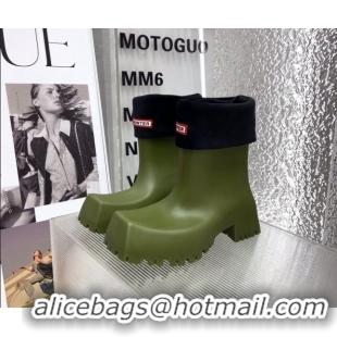 Stylish Balenciaga Hunrer Trooper Rubber Rain Boots Green 103107