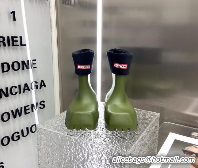 Stylish Balenciaga Hunrer Trooper Rubber Rain Boots Green 103107