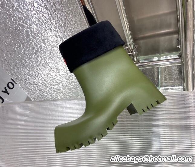 Stylish Balenciaga Hunrer Trooper Rubber Rain Boots Green 103107