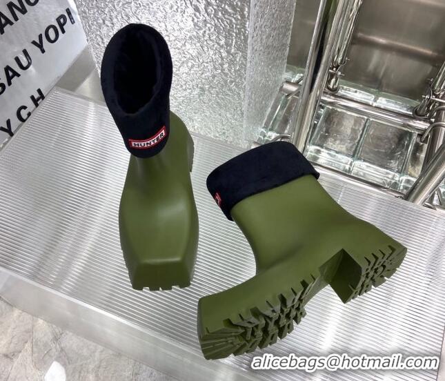 Stylish Balenciaga Hunrer Trooper Rubber Rain Boots Green 103107