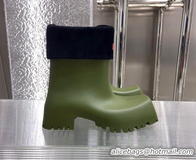 Stylish Balenciaga Hunrer Trooper Rubber Rain Boots Green 103107