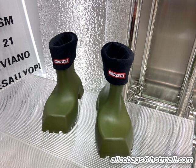 Stylish Balenciaga Hunrer Trooper Rubber Rain Boots Green 103107