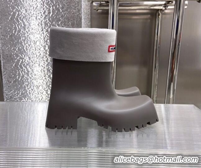 Pretty Style Balenciaga Hunrer Trooper Rubber Rain Boots Grey 103108