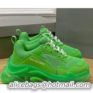 Unique Style Balenciaga Triple S Clear Sole Trainers Grass Green 2122230