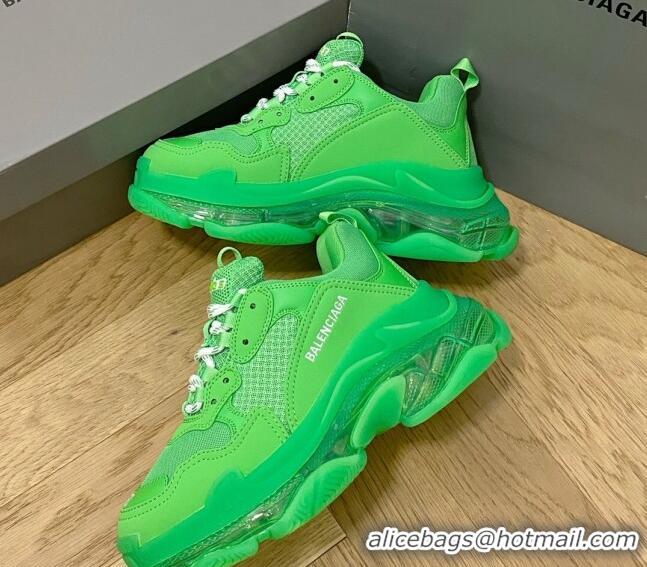 Unique Style Balenciaga Triple S Clear Sole Trainers Grass Green 2122230