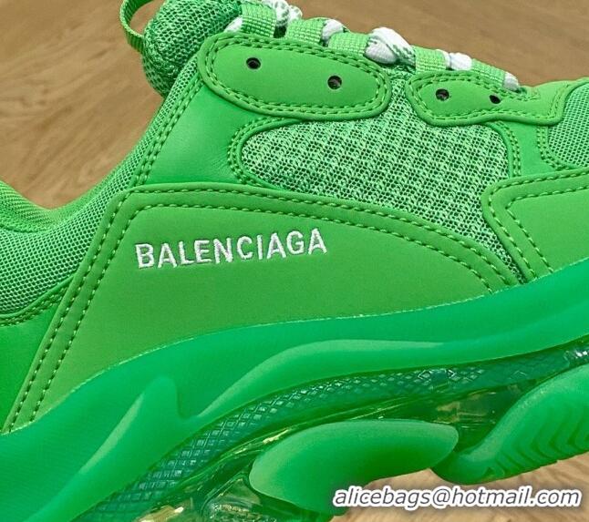 Unique Style Balenciaga Triple S Clear Sole Trainers Grass Green 2122230