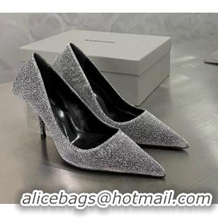 Best Price Balenciaga Square Knife Glitter Pumps 8.5cm Silver 122602