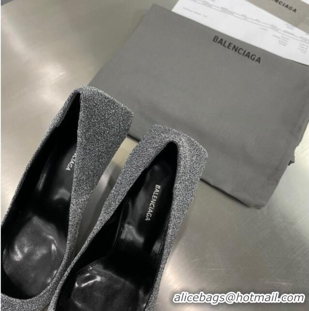 Best Price Balenciaga Square Knife Glitter Pumps 8.5cm Silver 122602